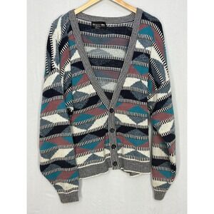 Expressions International Grandpa Cardigan Sweater Mens Multicolor Large Vintage
